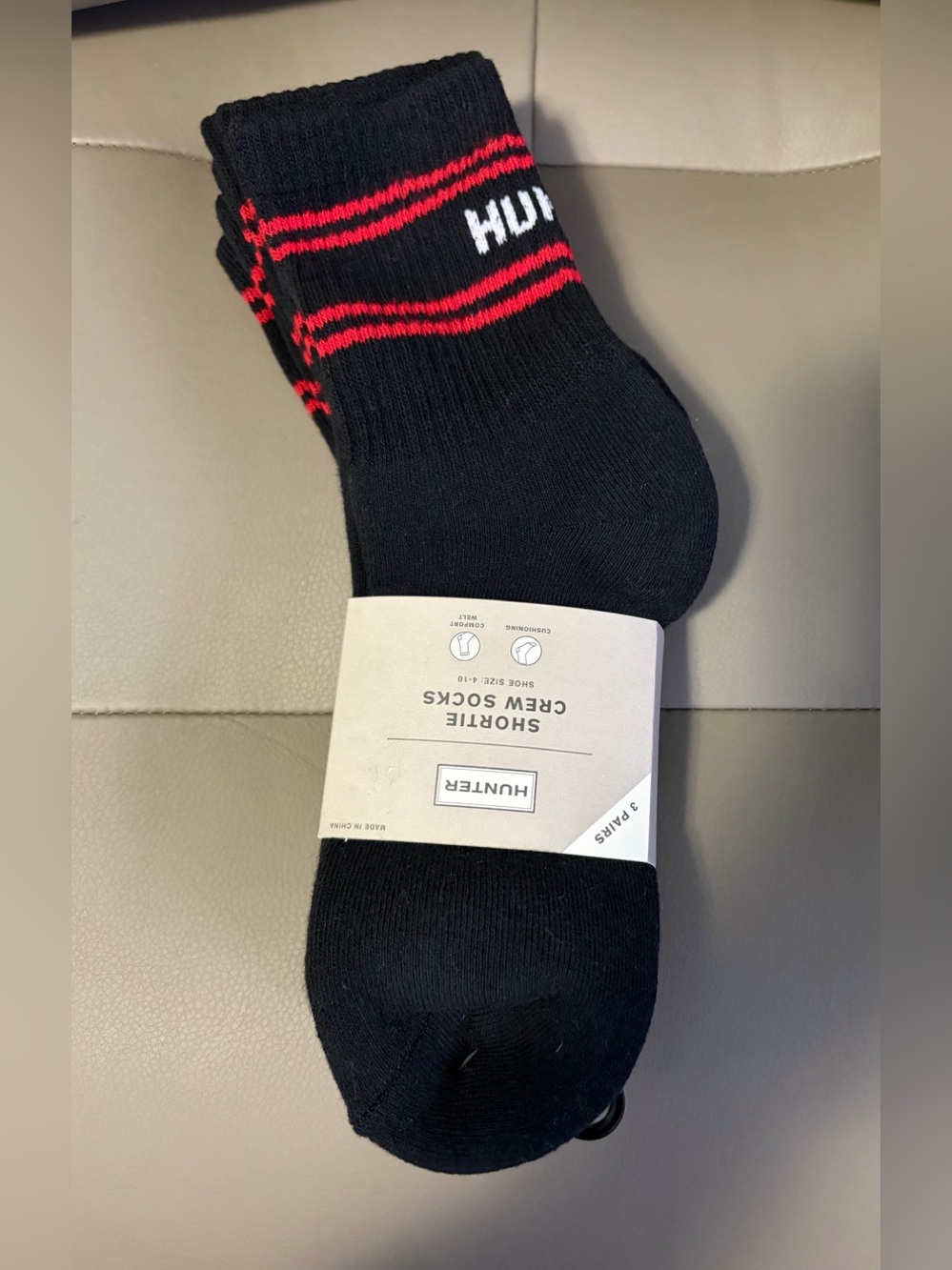 BNWT RARE HUNTER 3 PACK HERITAGE SHORTIE CREW SOCKS BLACK SHOE SIZE 4-10